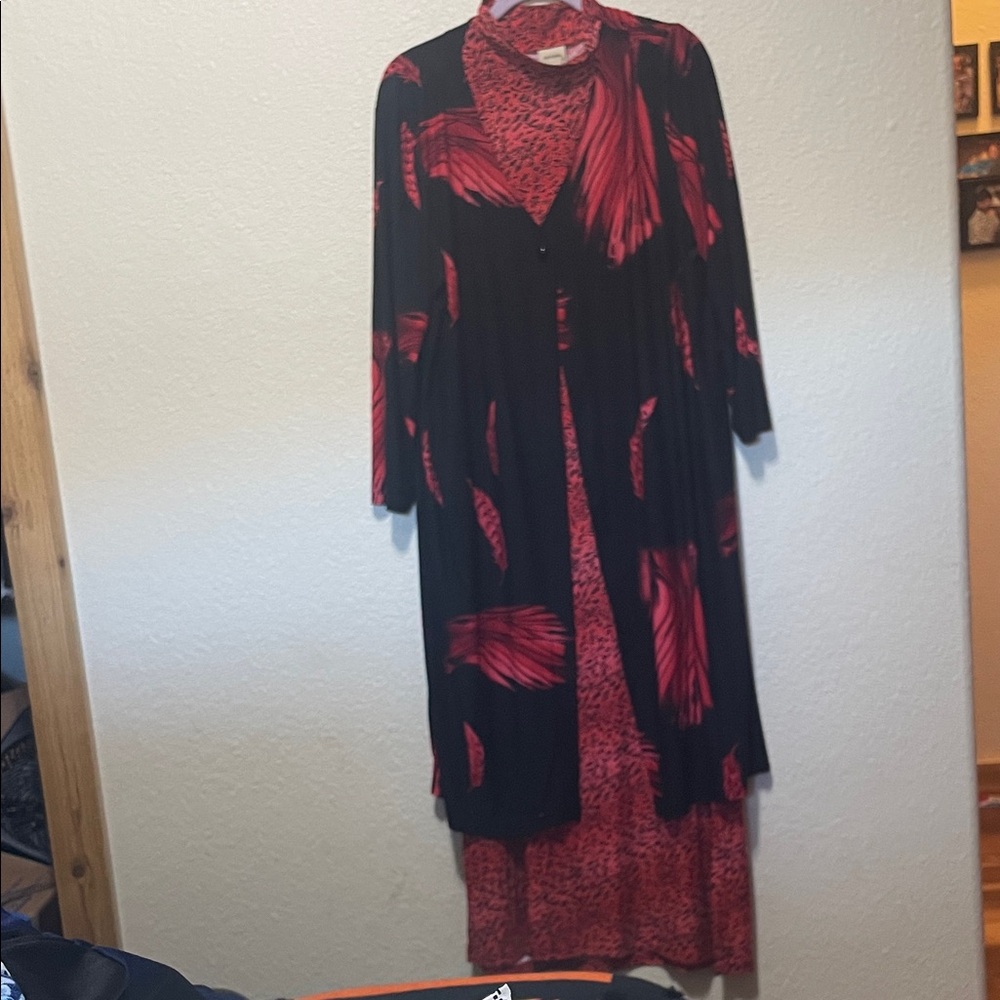 Original Antthony Red & Black 2 Piece Maxi Dress & Sweater. Excellent Condition.